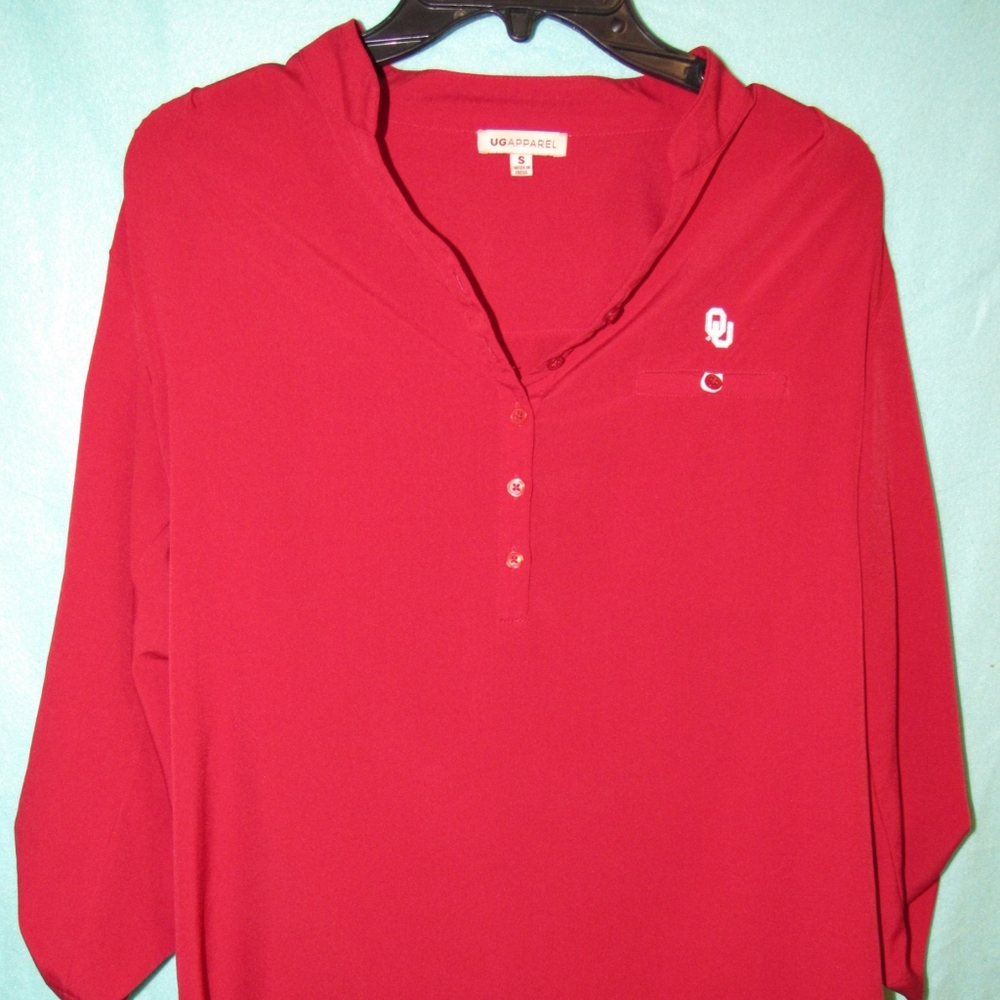 UG Apparel red thin OU shirt